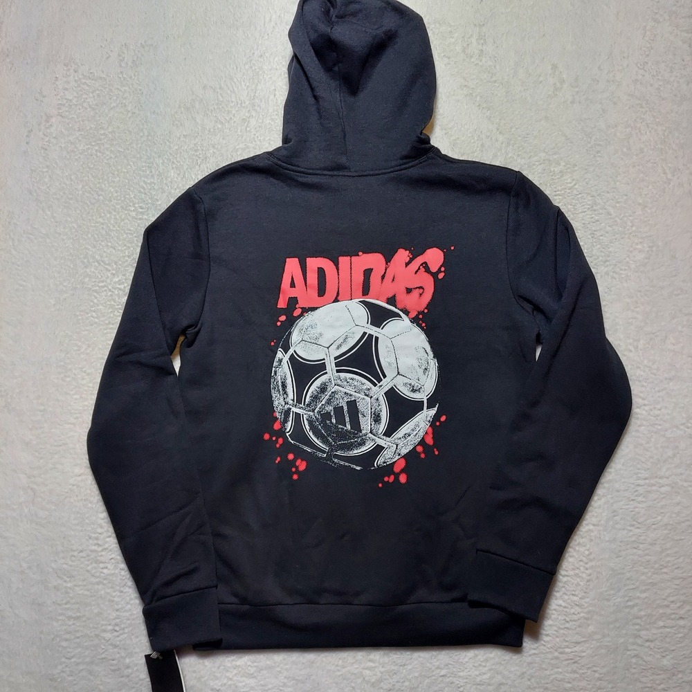Adidas Hoodie Kids XL (18/20) Black New Soccer Back GRX Fleece Pullover AA11040 - Picture 2 of 11